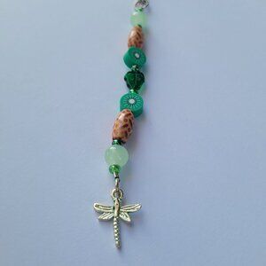 Green Dragonfly Keychain - Handmade